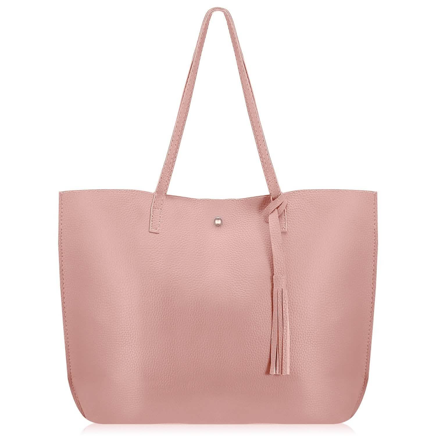 Women PU Leather Tote Bag Pink Handbags & Wallets - Tophatter Daily Deals