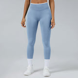 Women Seamless Sports Leggings White Edge Waist Tight Leggings - Tophatter Daily Deals