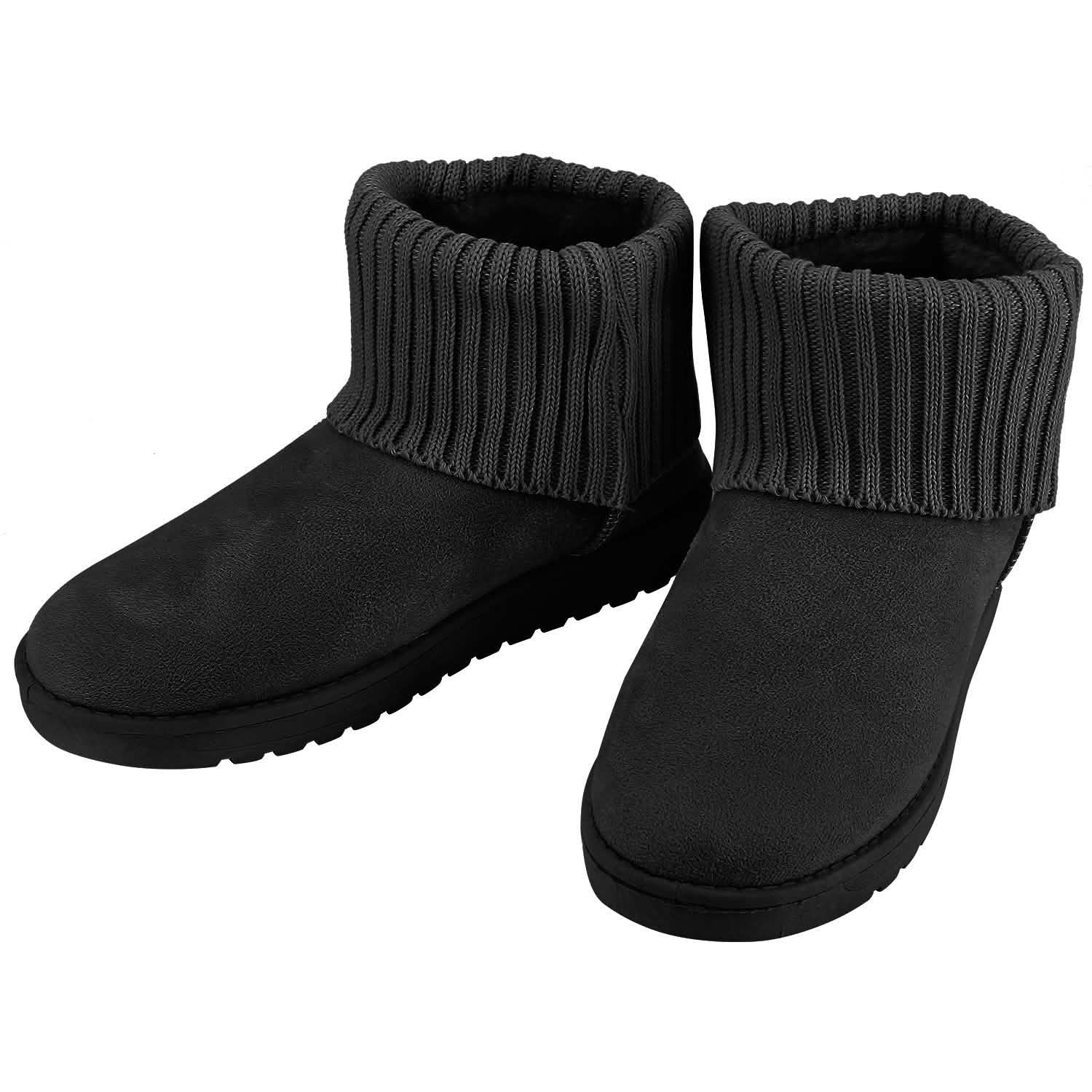 Women Suede Mid-Calf Snow Boot with Anti-slip Rubber Base Black Women's Shoes - Tophatter Daily Deals