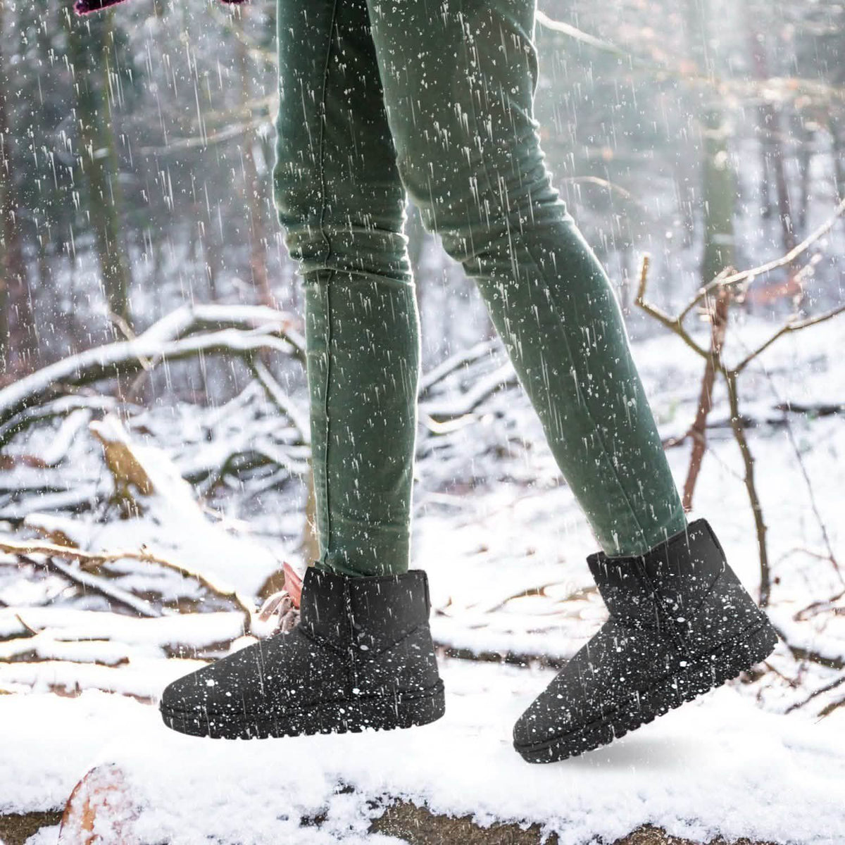 Women Suede Mid-Calf Snow Boot with Anti-slip Rubber Base Women's Shoes - Tophatter Daily Deals