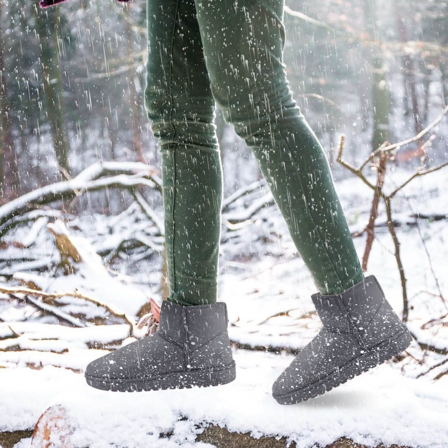 Women Suede Mid-Calf Snow Boot with Anti-slip Rubber Base Women's Shoes - Tophatter Daily Deals