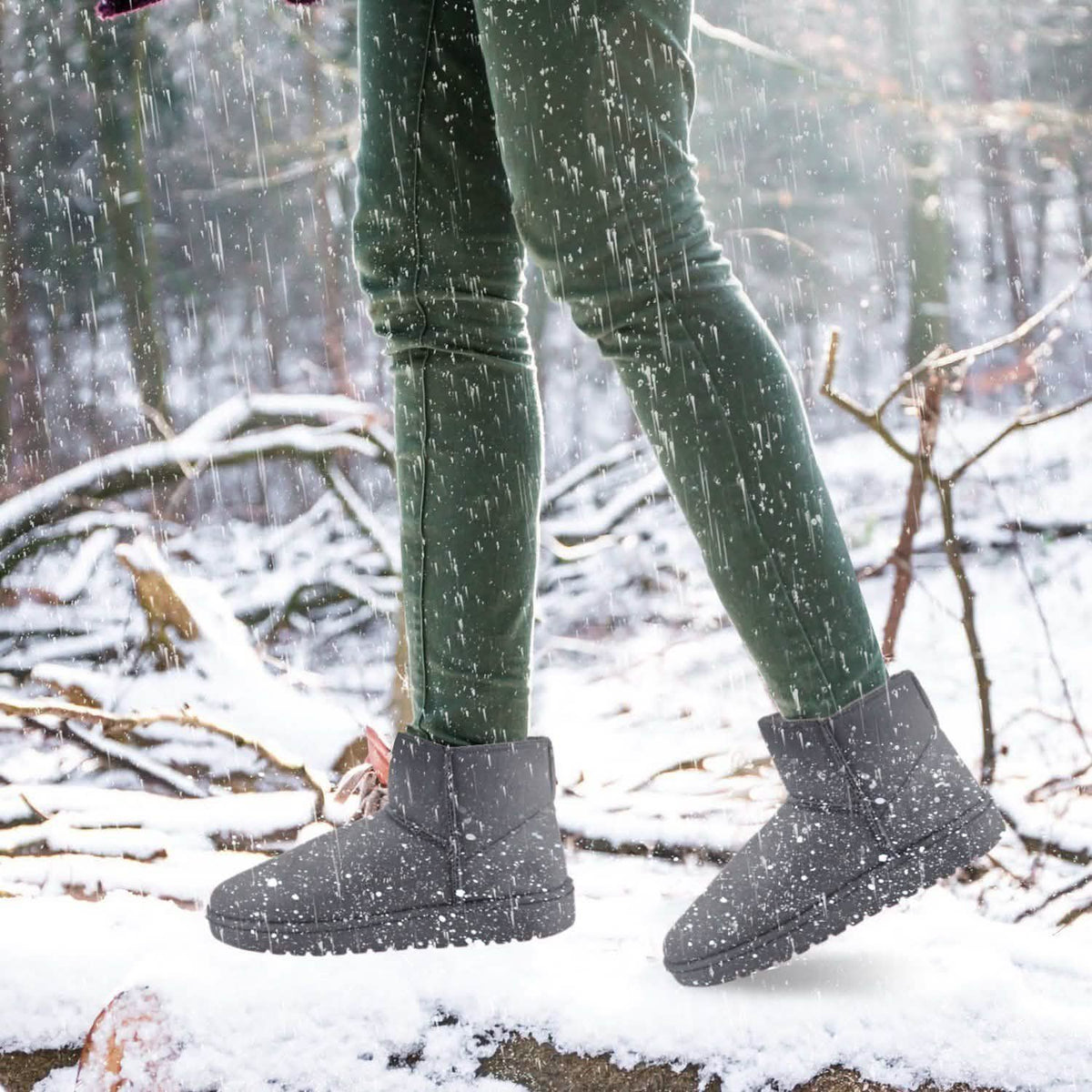 Women Suede Mid-Calf Snow Boot with Anti-slip Rubber Base Women's Shoes - Tophatter Daily Deals
