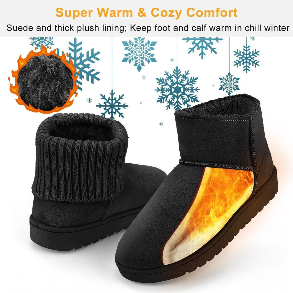 Women Suede Mid-Calf Snow Boot with Anti-slip Rubber Base Women's Shoes - Tophatter Daily Deals