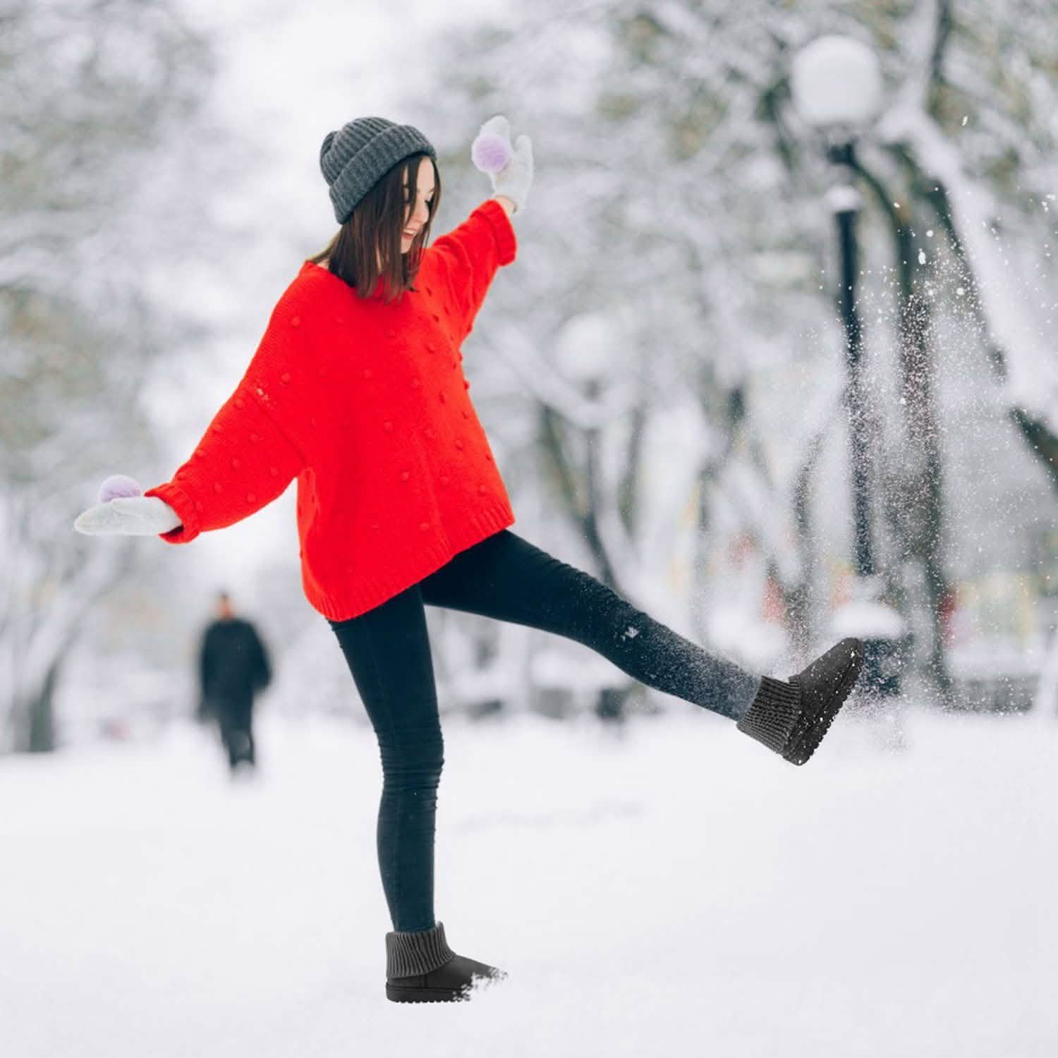 Women Suede Mid-Calf Snow Boot with Anti-slip Rubber Base Women's Shoes - Tophatter Daily Deals