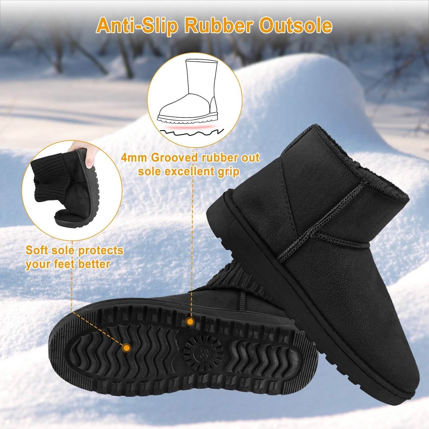 Women Suede Mid-Calf Snow Boot with Anti-slip Rubber Base Women's Shoes - Tophatter Daily Deals