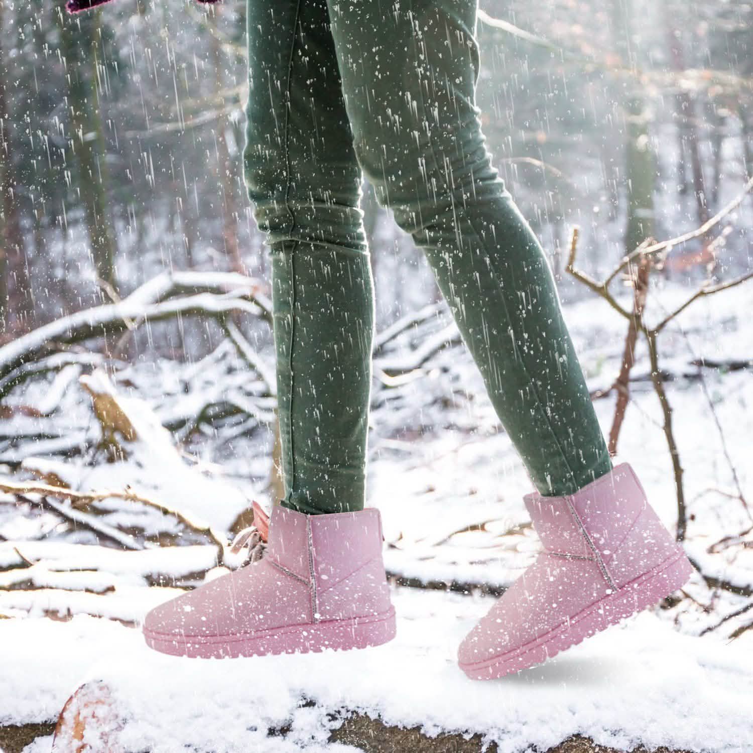 Women Suede Mid-Calf Snow Boot with Anti-slip Rubber Base Women's Shoes - Tophatter Daily Deals