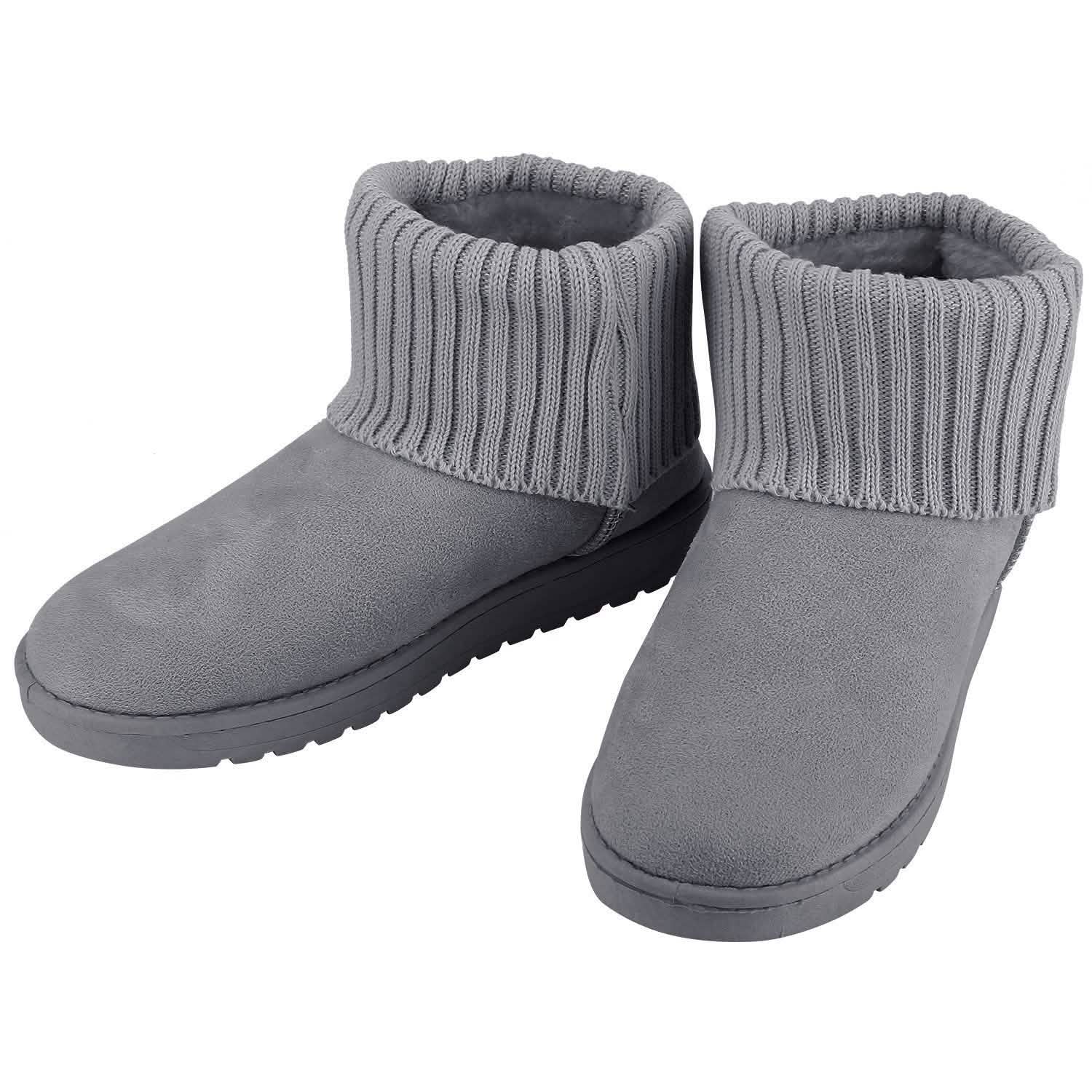 Women Suede Mid-Calf Snow Boot with Anti-slip Rubber Base Gray Women's Shoes - Tophatter Daily Deals