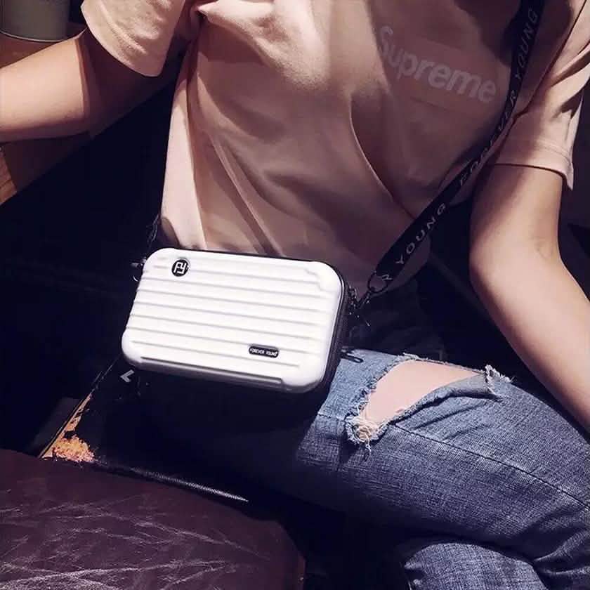 Women Suitcase Box Shape Crossbody Shoulder Bag Letter Band Travel Carrying Handbags & Wallets - Tophatter Daily Deals