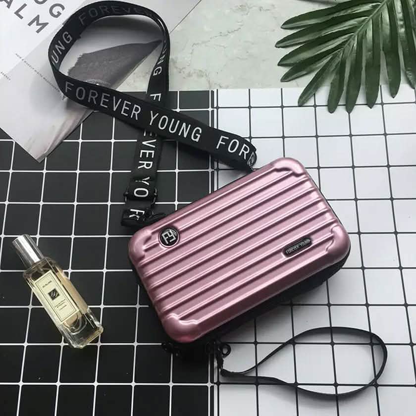 Women Suitcase Box Shape Crossbody Shoulder Bag Letter Band Travel Carrying Pink Handbags & Wallets - Tophatter Daily Deals