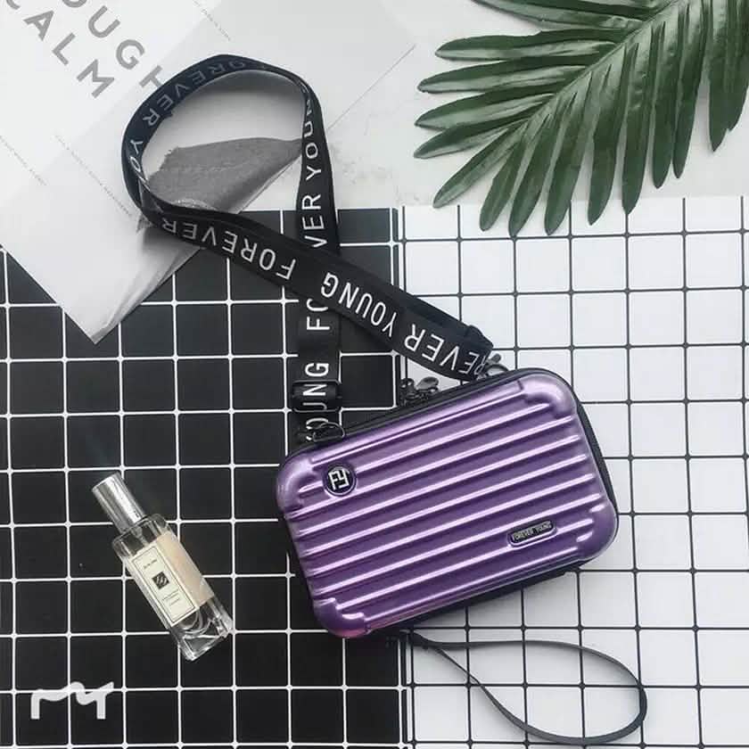 Women Suitcase Box Shape Crossbody Shoulder Bag Letter Band Travel Carrying Purple Handbags & Wallets - Tophatter Daily Deals