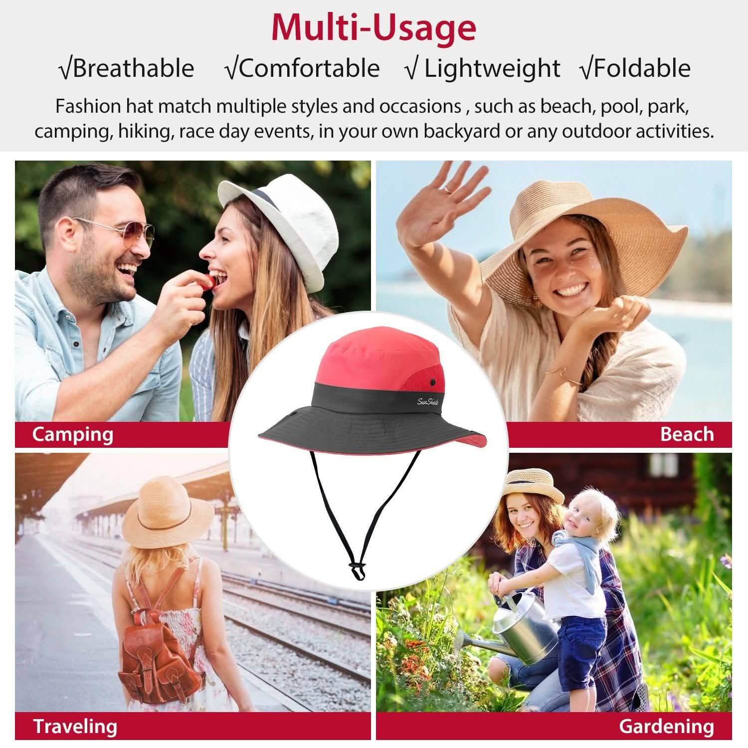 Women Summer Sun Bucket Hats Foldable Hats - Tophatter Daily Deals