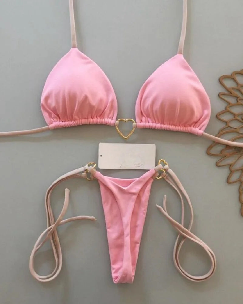 Women Swimsuit Two-piece Triangle Thong Swimwear Swimwear - Tophatter Daily Deals