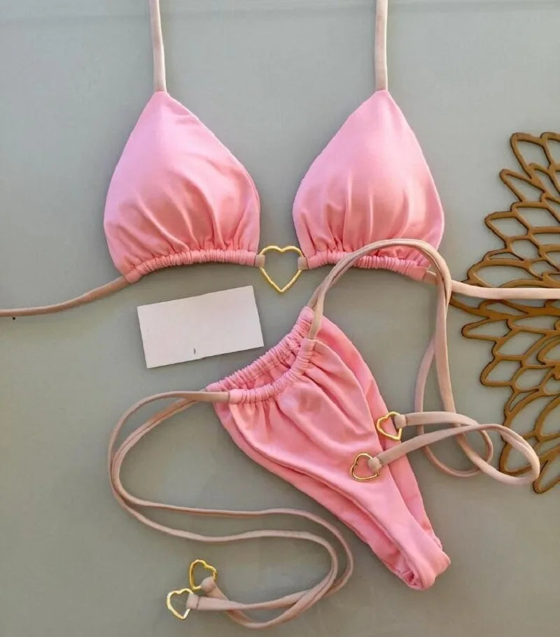 Women Swimsuit Two-piece Triangle Thong Swimwear Swimwear - Tophatter Daily Deals