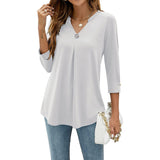 Women T-shirt V Neck 3/4 Sleeve Tops Blouse Blouses - Tophatter Daily Deals