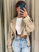 Women Vintage Streetwear Double Breasted Long Sleeve Top Coats & Jackets - Tophatter Daily Deals