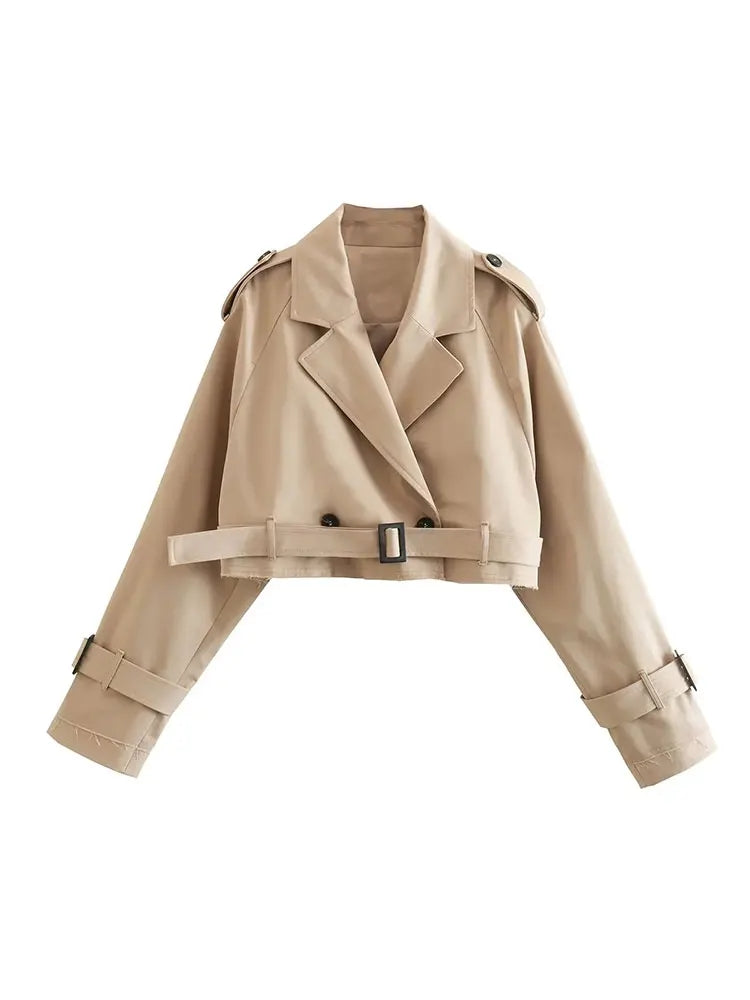Women Vintage Streetwear Double Breasted Long Sleeve Top Coats & Jackets - Tophatter Daily Deals