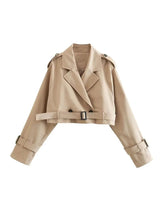 Women Vintage Streetwear Double Breasted Long Sleeve Top Coats & Jackets - Tophatter Daily Deals