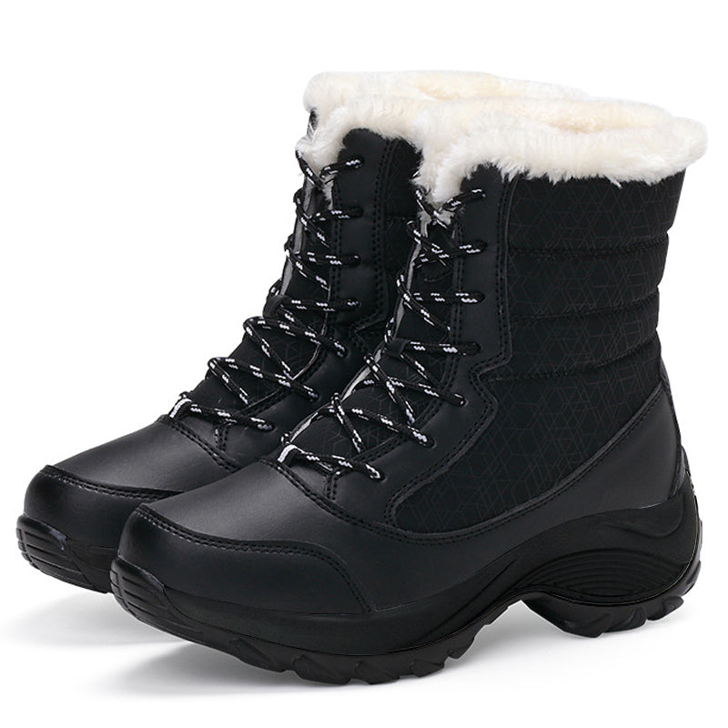 Women Wedges Waterproof Thigh Snow Boots All Black Snow Boots - Tophatter Daily Deals