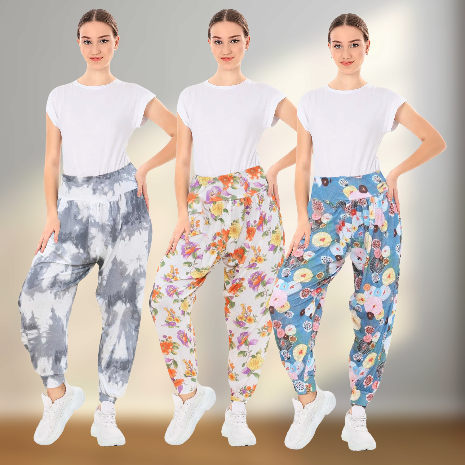 Women's Harem Trousers – Relaxed Fit Printed Pants for Yoga, Festival & Streetwear Looks Clothing - Tophatter Daily Deals