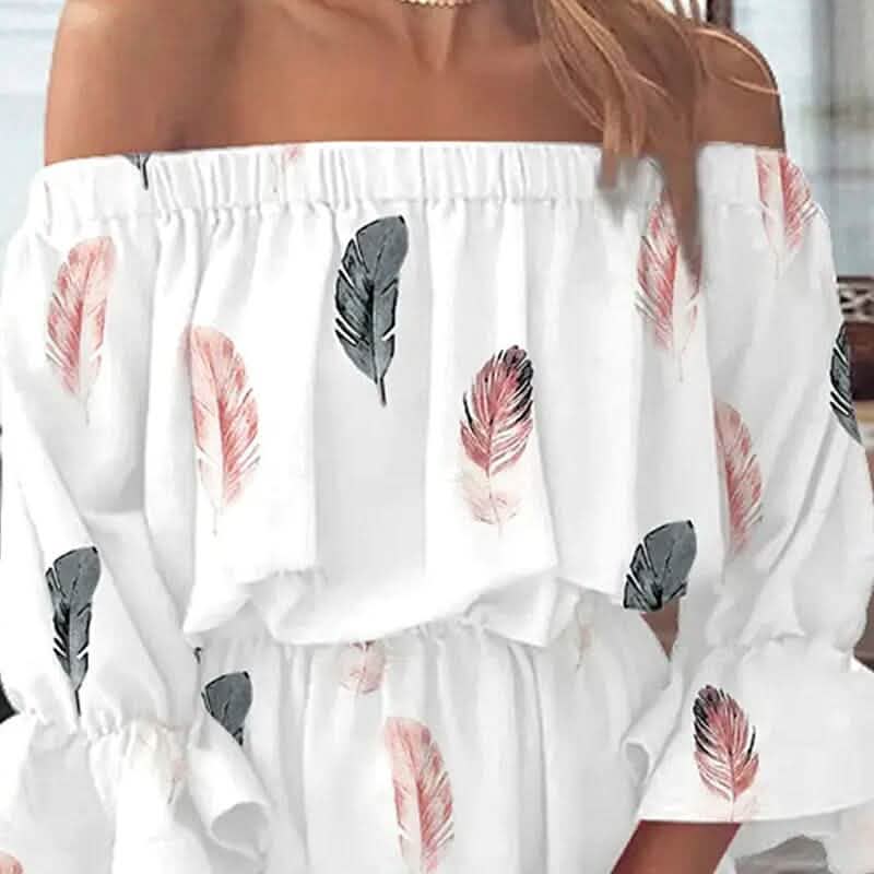 Women's 3/4 Length Sleeve Floral Ruffle Summer Spring Off Shoulder Dress Women's Dresses - Tophatter Daily Deals