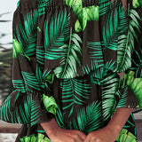 Women's 3/4 Length Sleeve Floral Ruffle Summer Spring Off Shoulder Dress Women's Dresses - Tophatter Daily Deals
