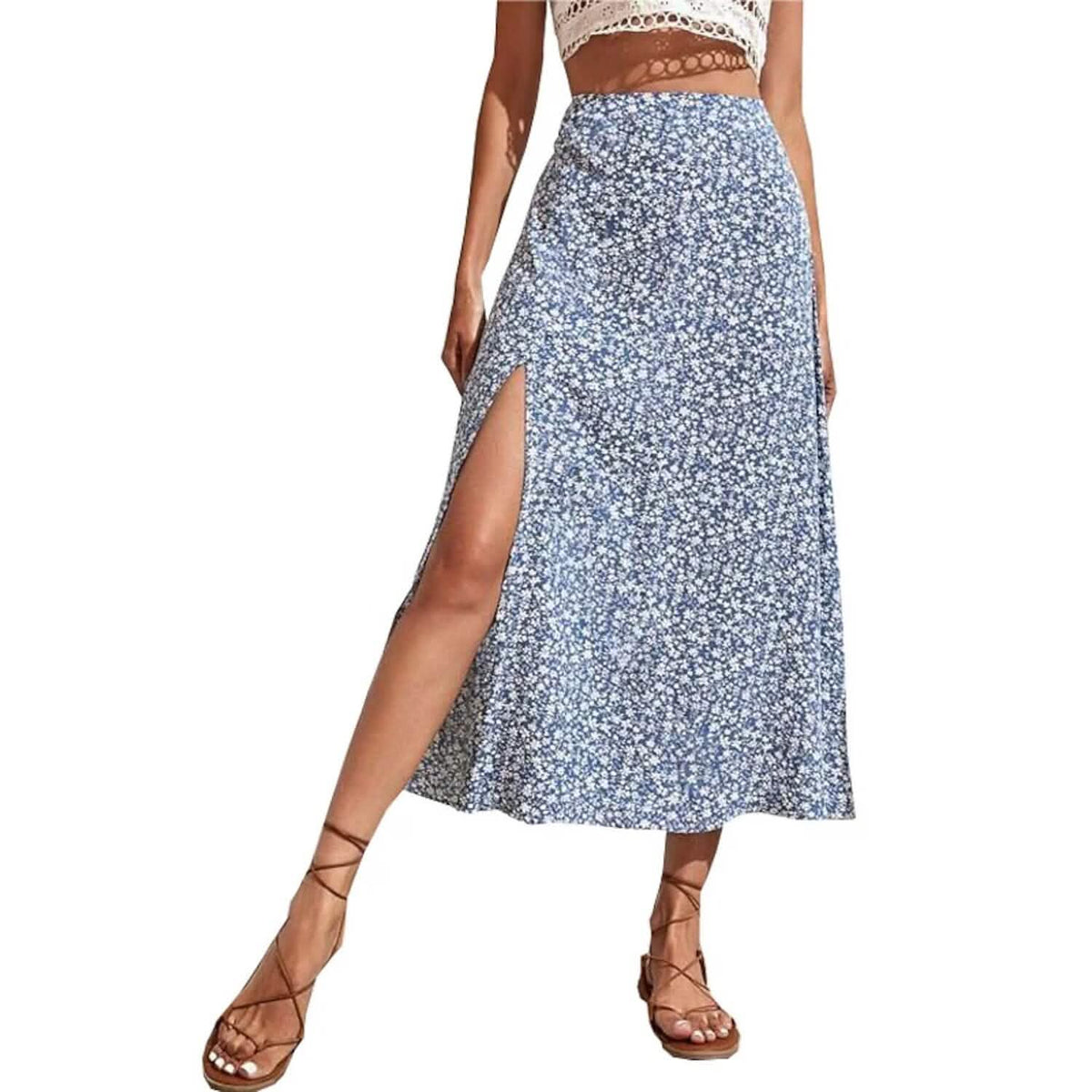 Women's A Line Long Skirt Light Blue Women's Bottoms - Tophatter Daily Deals