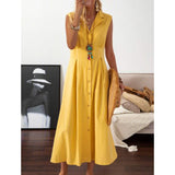 Women's A-Line Shirt Collar Casual Dress Yellow Women's Dresses - Tophatter Daily Deals