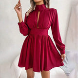 Women's A Line Turtleneck Mini Dress Red Women's Dresses - Tophatter Daily Deals
