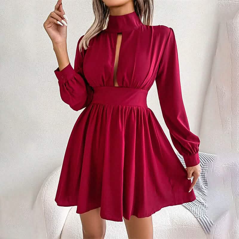 Women's A Line Turtleneck Mini Dress Red Women's Dresses - Tophatter Daily Deals