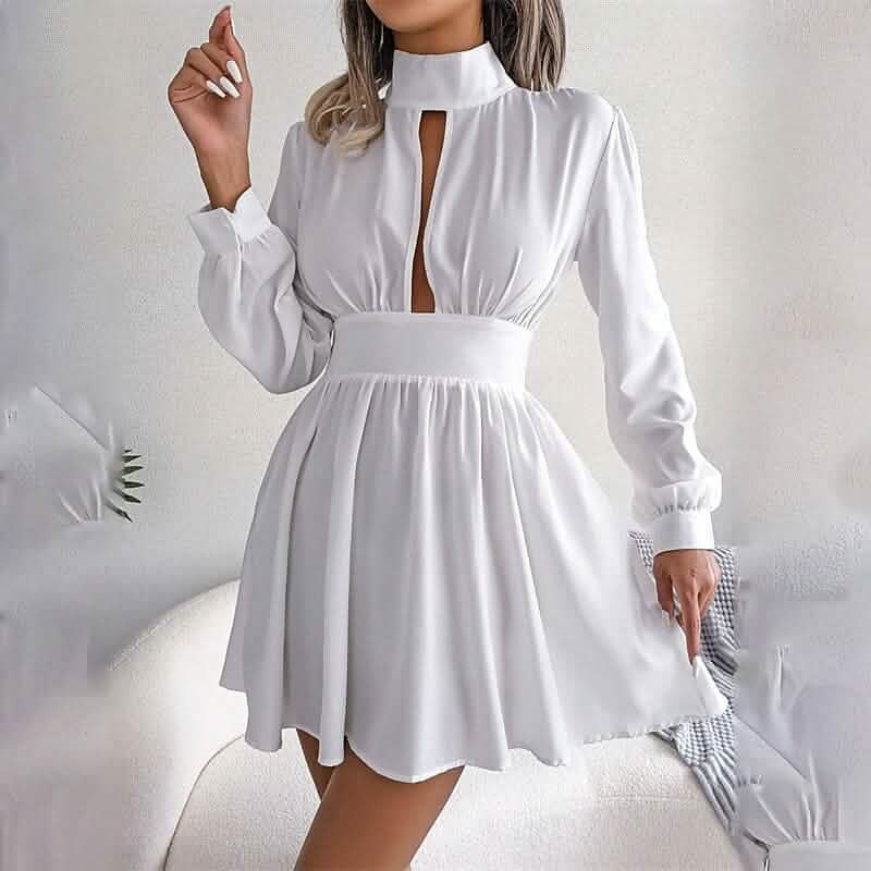 Women's A Line Turtleneck Mini Dress White Women's Dresses - Tophatter Daily Deals