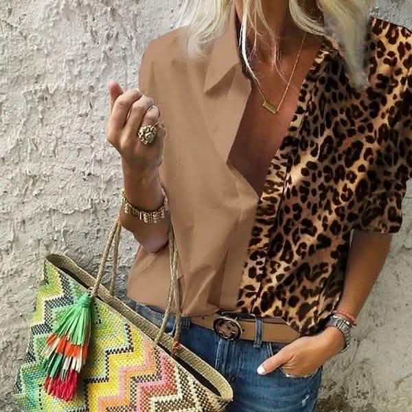 Women's Autumn Casual Deep V Neck Top Coffee Women's Tops - Tophatter Daily Deals