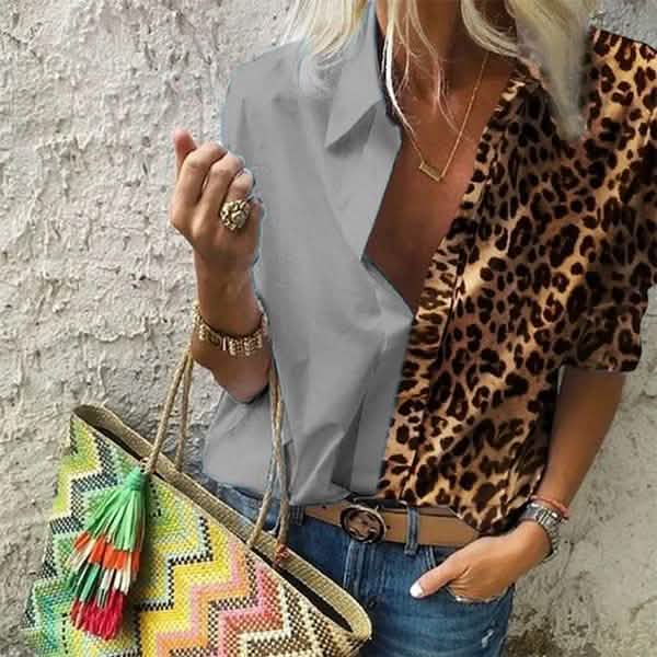 Women's Autumn Casual Deep V Neck Top Gray Women's Tops - Tophatter Daily Deals