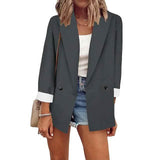 Women's Basic Double Breasted Solid Colored Blazer Dark Gray Women's Outerwear - Tophatter Daily Deals