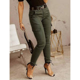 Women's Basic Essential Casual Sporty Tactical Cargo Trousers Green Women's Bottoms - Tophatter Daily Deals