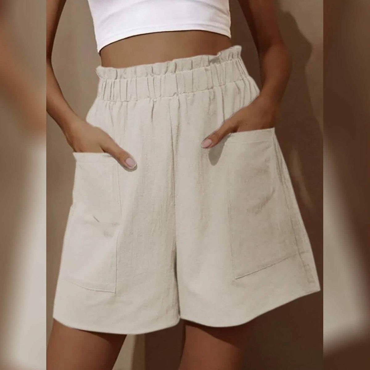Women's Basic Essential Casual/Sporty Wide Leg Bermuda Shorts Beige Women's Bottoms - Tophatter Daily Deals