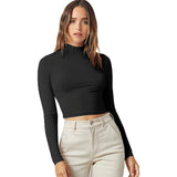 Women's Basic Mock Neck Long Sleeve Top Black Women's Tops - Tophatter Daily Deals