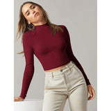 Women's Basic Mock Neck Long Sleeve Top Women's Tops - Tophatter Daily Deals