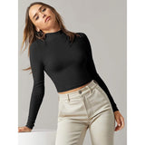Women's Basic Mock Neck Long Sleeve Top Women's Tops - Tophatter Daily Deals