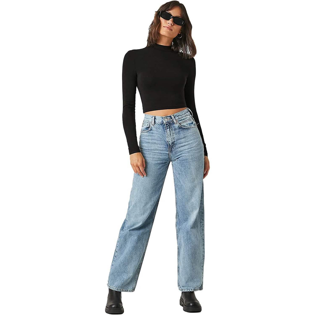 Women's Basic Mock Neck Long Sleeve Top Women's Tops - Tophatter Daily Deals