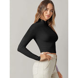 Women's Basic Mock Neck Long Sleeve Top Women's Tops - Tophatter Daily Deals