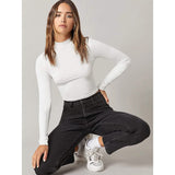 Women's Basic Mock Neck Long Sleeve Top Women's Tops - Tophatter Daily Deals