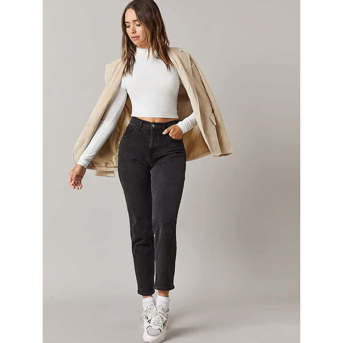 Women's Basic Mock Neck Long Sleeve Top Women's Tops - Tophatter Daily Deals