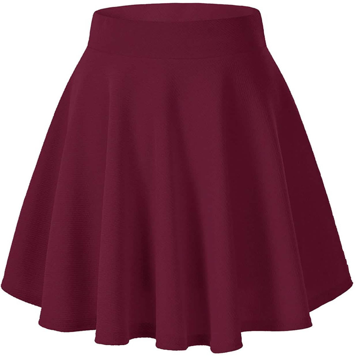 Women's Basic Versatile Flared Mini Skater Skirt Wine Red Women's Bottoms - Tophatter Daily Deals