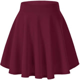 Women's Basic Versatile Flared Mini Skater Skirt Wine Red Women's Bottoms - Tophatter Daily Deals