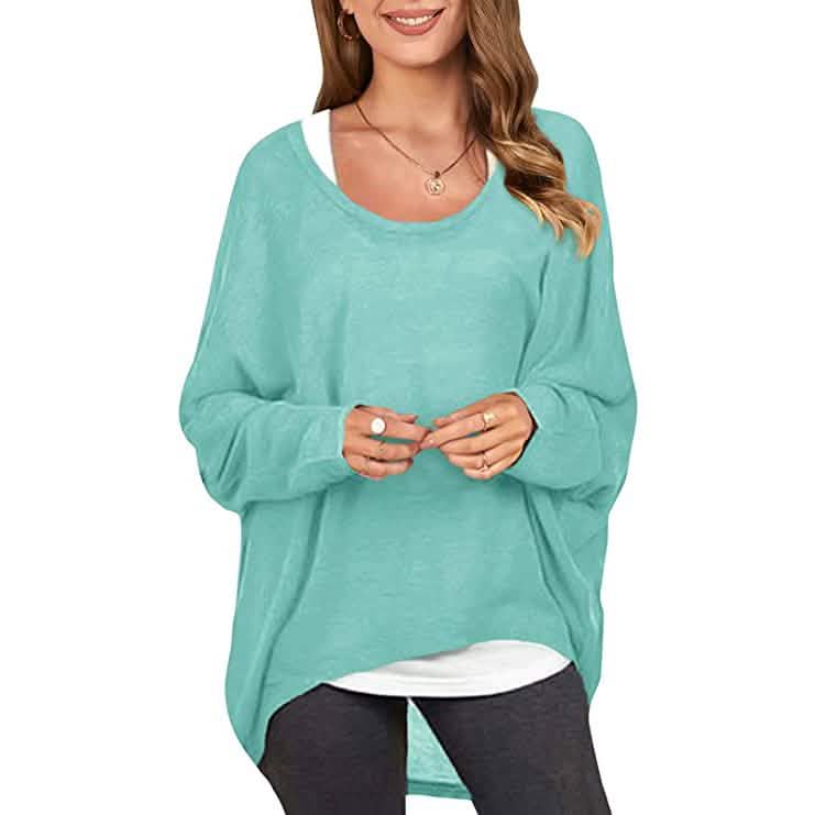Women's Batwing Sleeve Loose Top Green Women's Tops - Tophatter Daily Deals