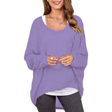 Women's Batwing Sleeve Loose Top Light Purple Women's Tops - Tophatter Daily Deals