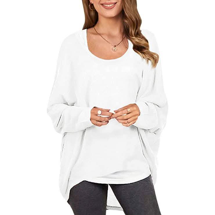 Women's Batwing Sleeve Loose Top White Women's Tops - Tophatter Daily Deals