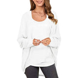 Women's Batwing Sleeve Loose Top White Women's Tops - Tophatter Daily Deals