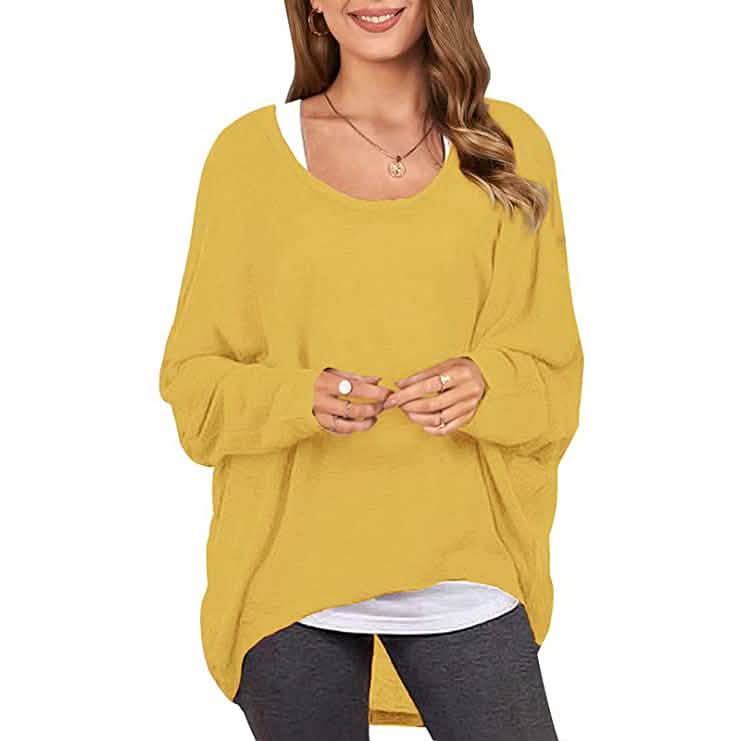 Women's Batwing Sleeve Loose Top Yellow Women's Tops - Tophatter Daily Deals