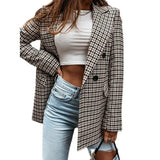 Women's Blazer Casual Jacket Long Sleeve Plaid Check Quilted XXL Women's Outerwear - Tophatter Daily Deals